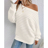 And Winter New Solid Color Three-Dimensional Cross-Print Collar Bat Sleeve Knitted Sweater