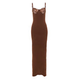 Women's 2024 Spring / Summer New French Temperament Lace Splicing Sling Dress Sexy Slim Dress Woman-Outfit