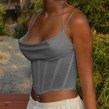 Corset Spaghetti Strap Cropped Camisole Fashion Sexy V Neck Sleeveless Backless Bandage Bow Women Top Casual Girl Tank