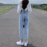 Toloer Jeans, Tall Waist, Loose, Straight Tube Fall 2024 New Dad Radish Pants-Outfit