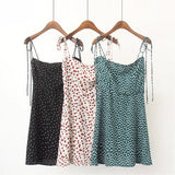 Trend Female Decoration Style Slender Shoulder Strap Printed Suspender Dress Broken Flower Money Waist Style Thin Belt Skirt-Outfit