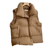 Autumn And Winter Cotton Vest Korean Version Small Fragrant Wind Collar New Sleeveless Cotton Jacket Vest Wear Horse Jacket Tide-Outfit