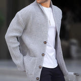 Toloer Men's New Cardigan Sweater Autumn And Winter Men's Long Sleeve Knit Sweater Men's
