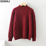 Autumn Winter basic oversize thick Sweater pullovers Women 2021 LOOSE needle twist sweater pullovers female Long