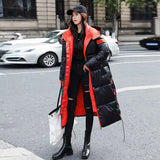 Women Winter X-length Puffer Hood Bomber Basic Jacket Long Female Coat Loose Parka Plus Size Korean Hat S Outerwear Snow