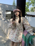 Pink Floral Quilted Coat-Outfit