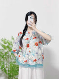 Printed Trimmed Short-Sleeved Shirt-Outfit