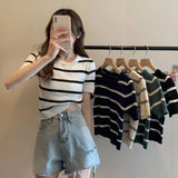 Knitted Shirt Girl 2025 Summer New Ocean With Small Thin