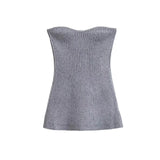 Throttling Knitted Vest 2025 Spring Sexy Shoulder High Bullet-Tendered Women's