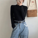 Turtleneck Pullovers Sweaters Women 2022 Autumn Winter Primer Shirt Long Sleeve Short Slim-fit tight Jumper Tops