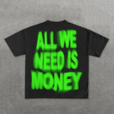 T-Shirt Y2K Hip-Hop Letter Retro Cross Graphic Print Oversized T-Shirt Men's Round Neck Cotton Short-Sleeved Shirt-Outfit