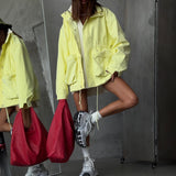 Solid Color Collection Waist-Fitting Wind Coat Drawstring Adjustment Waist Loose Tide High-Sensing