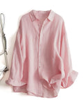 Toloer New Women's Spring And Summer Comfortable Cotton Long Sleeve Sunscreen Shirt Thin Loose Air-Conditioning Shirt Casual Shirt