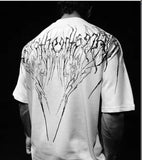 Summer Demon Cross Print Short-Sleeved T-Shirt Stranded Trousers Round Collar Men's Top
