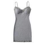Trendy Girls' Sexy Buttocks Skirt, Breast Cushion, Lace Edge Splicing Sling Dress, Slim And Bottomed Dress-Outfit
