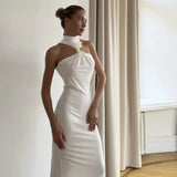 Spring-Summer Explosion Women's Metal Buckle Long Dress Dress