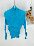 Folded Niche Design Lazy Wind Coat Women's Summer New Air Conditioning Pure Color Thin Zipper