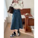 Toloer Sense Splicing Denim Skirt A Word Umbrella Skirt Spring Korean Version 2024 New High Waist Show Thin Skirt Women's