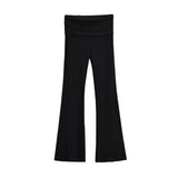 Trendy Women's Wear In Spring, The New Double-Layer Waist-Turning Sports Leisure Pants, Spicy Girls' Stretch Slimming Micro-Horn Trousers-Outfit