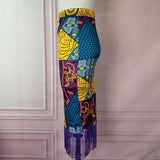 High-Waisted Print Splicing Lyso-Bag Hips Skirt Large-Size Women's Party Skirt
