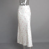 Satin Floral Midi Skirt-Outfit