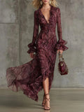 Women's Ins Horn Sleeves Collar Dress Long Sleeve Dress Dress