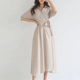 Dress Women's Summer New Dress French Waist Repair Slimming Temperament Summer High-Waist A-Word