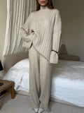 Sense Sweater Set (Without Neck) High-Collar Knitted Sweater Knitted Retro Loose