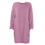 Autumn And Winter 2023 Ebaywish Hot Style Women's Long Sleeve Round Collar Loose Plush Dress-Outfit