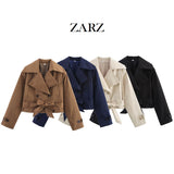 Homemade New Women's Style Casual Coloring 4-Colored Belted Wind