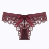 Sexy Lace Trousers Female Transparent Hollow Sex Fun Sports Low-Rise Without Scars Ladies Trousers