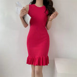 Knitted Summer Thin Dress Long New Slimless Temperament Bottom Vest