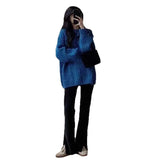 Lazy Blue Sweater Women's Autumn And Winter 2025 New Explosion Thick Cloth With Knitted Bottom