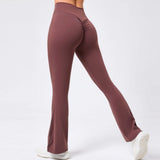 Toloer Legs Tight Naked Feeling Lift Hip Yoga Bell Bottom Pants Dance High Waist Micro La Fitness Sports Pants 9190-Outfit