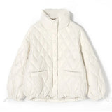 Aachoae Women Winter Solid Puffer Jacket With Pockets 2021 Single Breasted Thick Warm Coat Long Sleeve White Duck Down