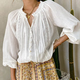 2025 New Design Long-Sleeved Shirt Women's French White Loose Women's Shirt Women's