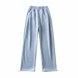 Summer New Wide-Legged Trousers Hong Kong Style Casual Floor Trousers Ladies Loose Exercise Leg Drawstring Trousers-Outfit