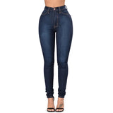 Women's Winter Jeans Stretch Slim Lift Buttocks Pencil Jeans Female Blue Skinny Elastic High Waist Jeans for Women with Big