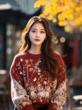 Toloer Retro-Red Age-Red Red Sweater In Autumn And Winter 2025 Women Loose Outer Wear Cover-Up Knitted