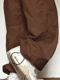 Drawstring Low Waist Baggy Cargo Pants-Outfit