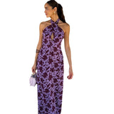 Summer New Women's Clothing Hanging Neck-Opened Shoulder Print Behind The Open Dress