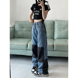 Patchwork Denim Boyfriend Jeans-Outfit