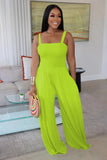 Toloer New Women's Solid Color Casual Strap Strapless Wide-Leg Jumpsuit-Outfit