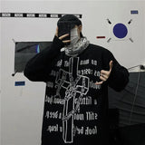 Pullover sweater women loose oversized Harajuku style religious Gothic cross jacquard thickened men and women knitted