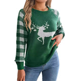 Shooting 2025 Autumn And Winter Casual Lattice Deer Long Sleeve Jacket Sweater Christmas Women's