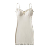 Trendy Girls' Sexy Buttocks Skirt, Breast Cushion, Lace Edge Splicing Sling Dress, Slim And Bottomed Dress-Outfit