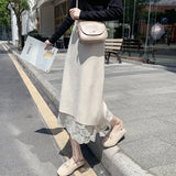 Lace Knitted Half-Body Skirt On Both Sides Of Autumn And Winter, Medium-Long, High-Waisted, Lean-Hip Skirt, One-Step Skirt.-Outfit