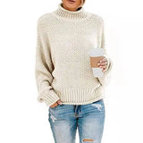 Toloer Women's WISH Turtleneck Long Sleeve Jumper Loose Casual Knit Sweater