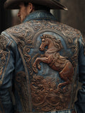 Trend 3D Digital Pattern Printing Fashion High Street Denim Jacket Men And