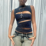 Summer 2025 New Women's Clothing Hottie Sexy Hollow Imitation Cowboy Vest Top